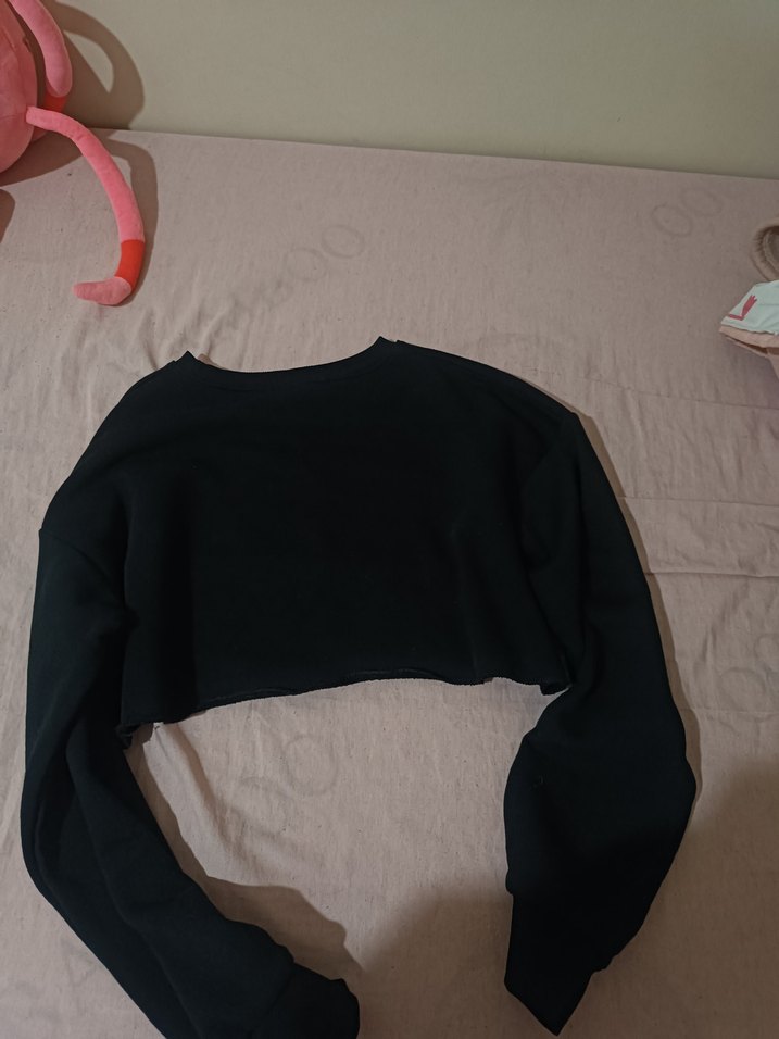 Kadın Siyah Oversize crop üst - Görsel 3