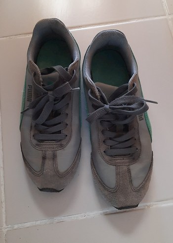 Puma Gri Spor Ayakkabı Velcro Detaylı