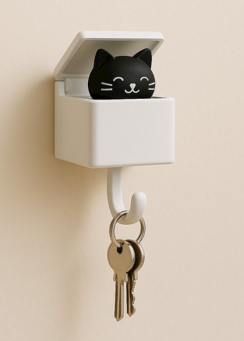 Sevimli Kedi Anahtarlık Askısı