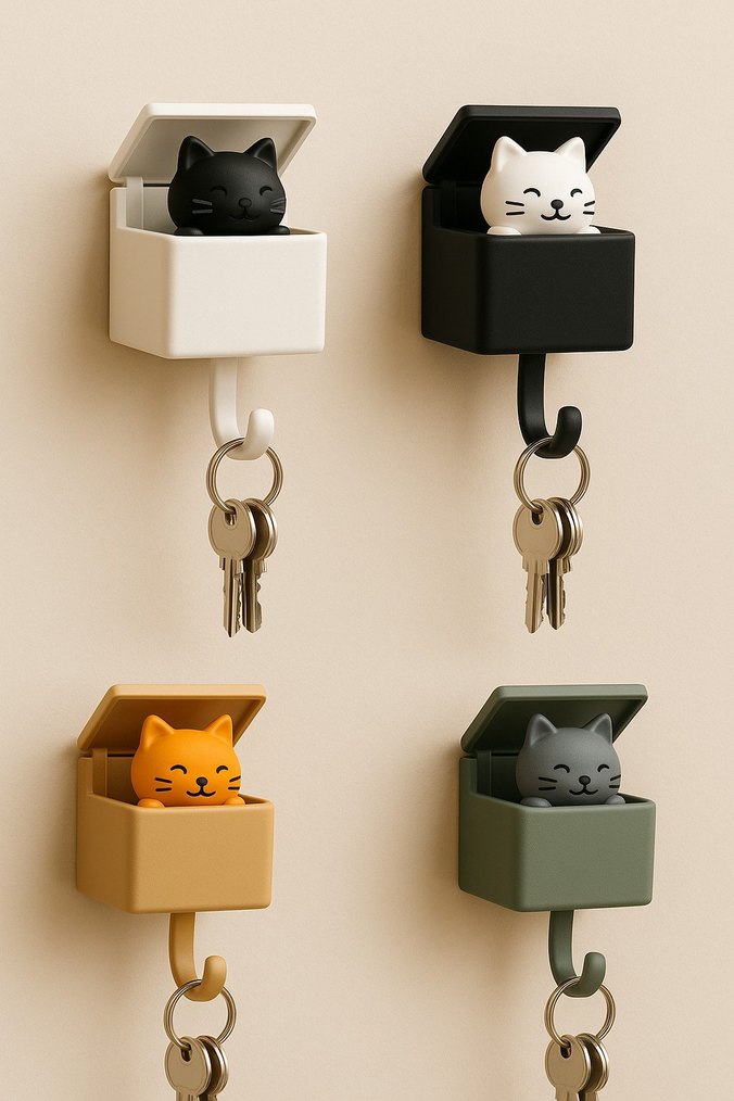 Sevimli Kedi Anahtarlık Askısı - Görsel 4