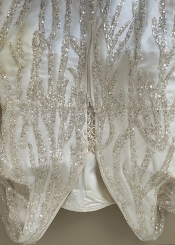 Parlak Beyaz Kayık Yaka Denizkızı Gelinlik - Görsel 7