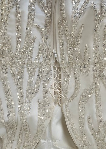 Parlak Beyaz Kayık Yaka Denizkızı Gelinlik - Görsel 6