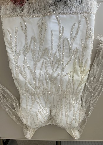 Parlak Beyaz Kayık Yaka Denizkızı Gelinlik - Görsel 2