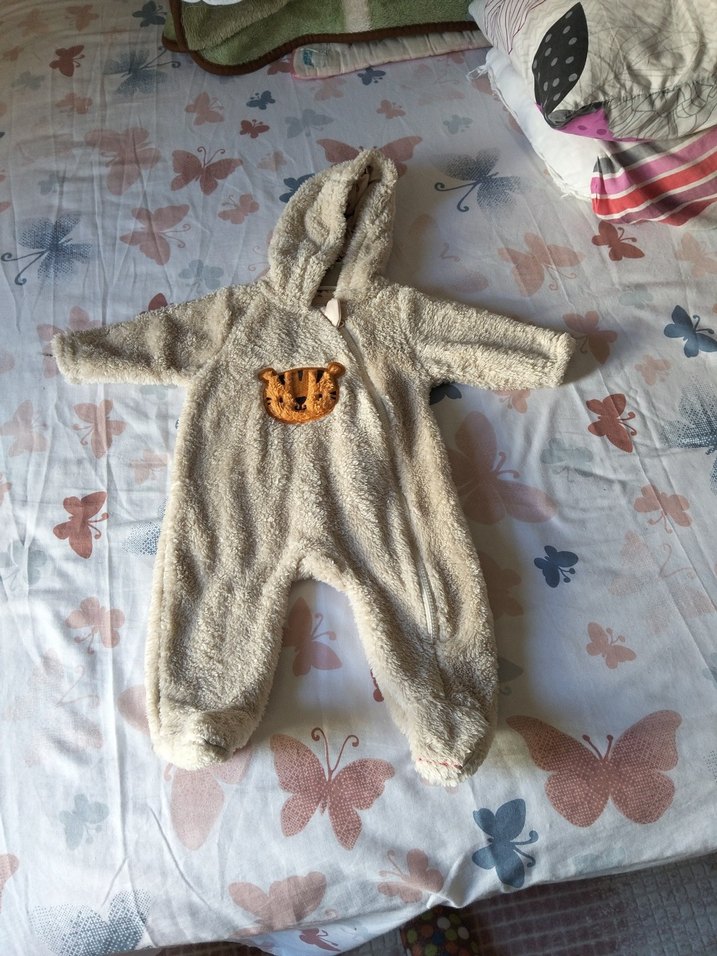 Kürklü Kahverengi Bebek Tulumu - Görsel 2