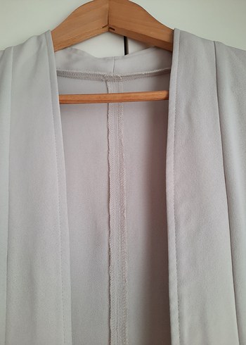 Uzun Boy Beyaz Dantel Detaylı Kadın Kimono - Görsel 4