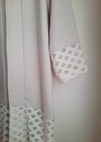 Uzun Boy Beyaz Dantel Detaylı Kadın Kimono - Görsel 3