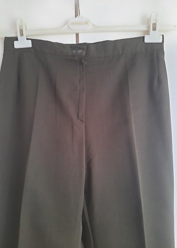 Düz Kesim Haki Kadın Kumaş Pantolon - Görsel 2