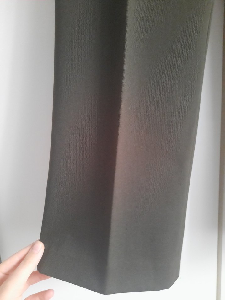 Düz Kesim Haki Kadın Kumaş Pantolon - Görsel 3