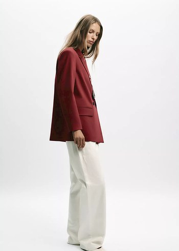 m Beden bordo Renk ÇİFT DÜĞMELİ OVERSIZE BLAZER