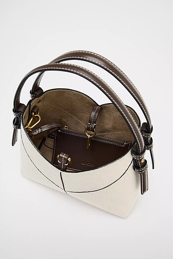 Beden beyaz Renk KONTRAST RENKLİ MİNİ KANVAS SHOPPER