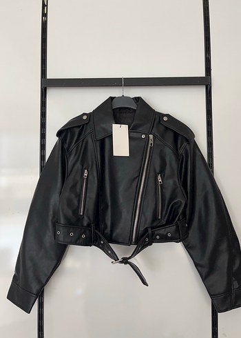 SUNİ DERİ CROP BIKER CEKET
