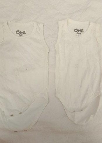 Bebek Erkek Beyaz Kolsuz Body 2'li - Görsel 2