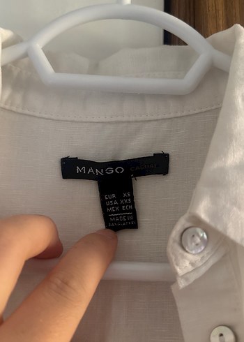 Mango Mango Kadın Beyaz Keten Kısa Kollu Gömlek