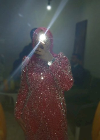 pembe taşlı abiye