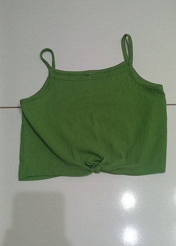 Yeşil Keten Mini Crop Top