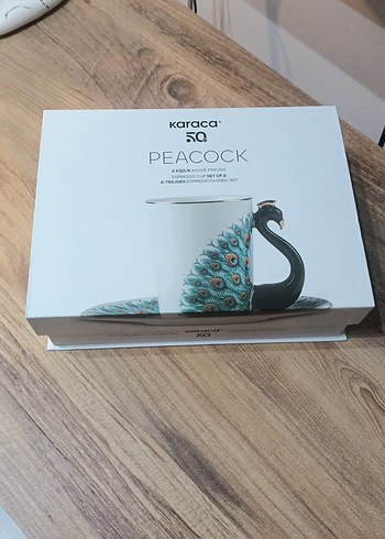 Karaca Peacock Turkuaz 2'li kahve Fincan Seti
