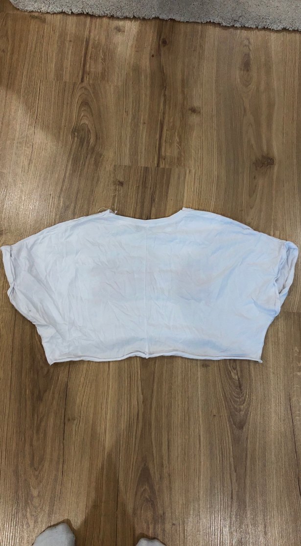 Beyaz Salaş Mini Crop Top - Görsel 2