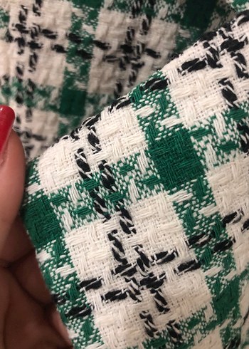 Düğmeli Yeşil Ekose Midi Kadın Kaban - Görsel 4