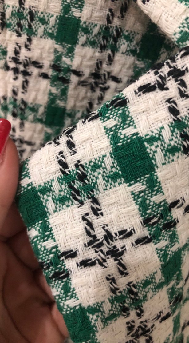 Düğmeli Yeşil Ekose Midi Kadın Kaban - Görsel 4