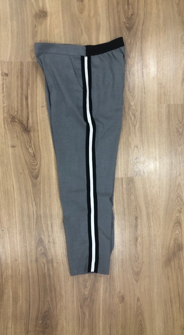 Gri Kadın Kemerli Kumaş Pantolon - Görsel 3