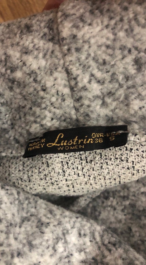 Gri Yüksek Yakalı Kadın Triko Kazak - Görsel 3