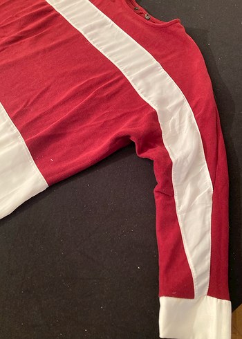 Uzun Kollu Kırmızı Beyaz Salaş Tişörtü - Görsel 2