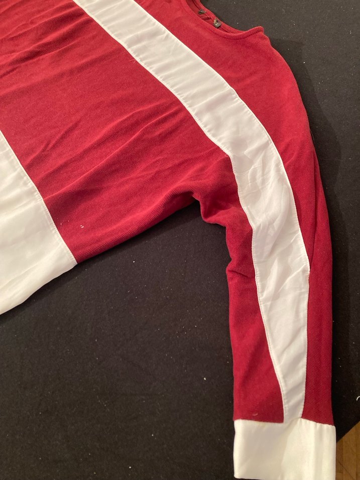 Uzun Kollu Kırmızı Beyaz Salaş Tişörtü - Görsel 2