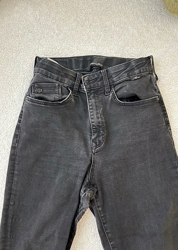 27 Beden Siyah Yüksek Bel Normal Boy Denim Kadın Jean
