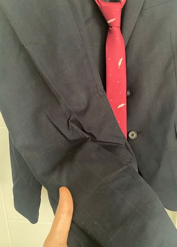 Bordo Kravatlı Erkek Kumaş Ceket - Görsel 5
