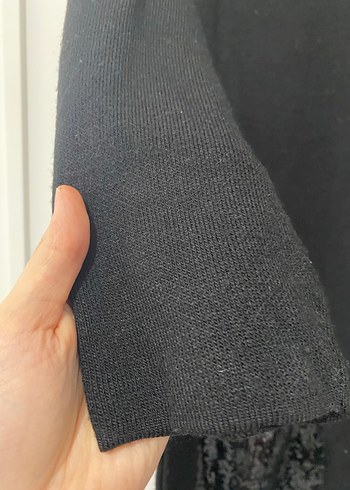 Uzun Siyah Kadın hırka - Görsel 3