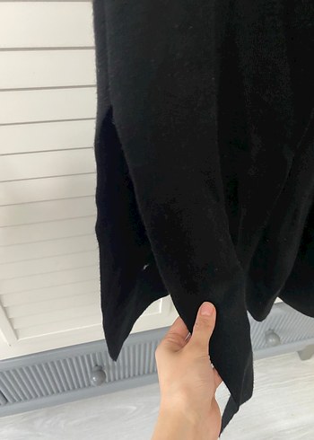 Uzun Siyah Kadın hırka - Görsel 5