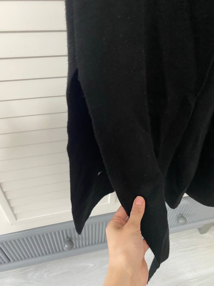 Uzun Siyah Kadın hırka - Görsel 5