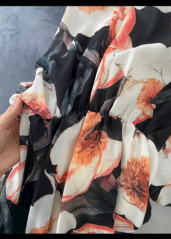 Çiçek Desenli Uzun Bohem Elbise - Görsel 3