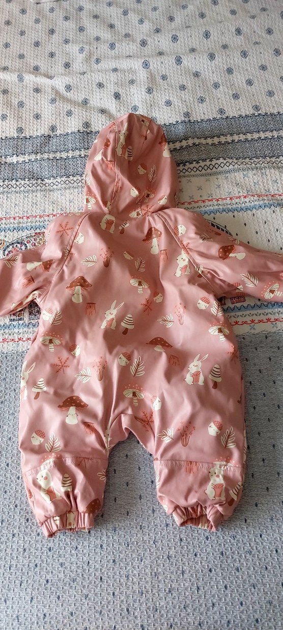 Pembe Baskılı Fermuarlı Bebek Kız Tulumu - Görsel 2