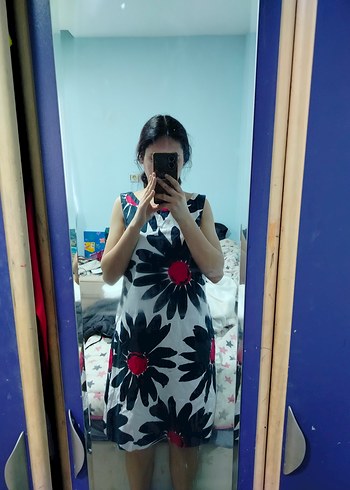 Beyaz Renkli Bağlama Desenli Hamile Elbisesi - Görsel 2