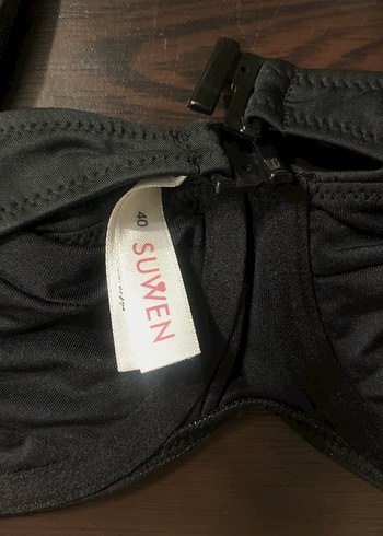 Suwen Suwen Büzgülü Balenli Siyah Bikini Üstü