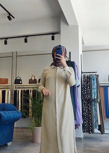Allday kadın haki tonunda Uzun Kol Tesettür tunik