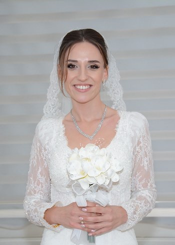 Fransız Dantelli Balık Model Uzun Kollu Sırt Dekolteli Gelinlik - Görsel 13