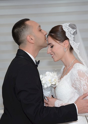 Fransız Dantelli Balık Model Uzun Kollu Sırt Dekolteli Gelinlik - Görsel 14