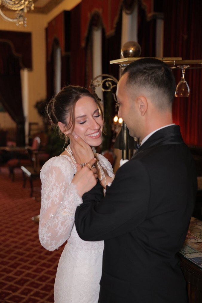 Fransız Dantelli Balık Model Uzun Kollu Sırt Dekolteli Gelinlik - Görsel 5