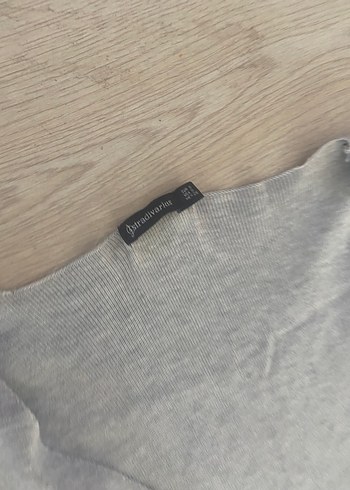 Stradivarius Gri V Yaka Kolsuz Midi ince triko Yelek