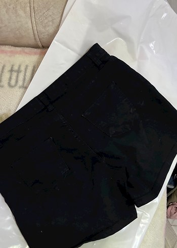 Siyah Düz Kesim Mini şort - Görsel 5