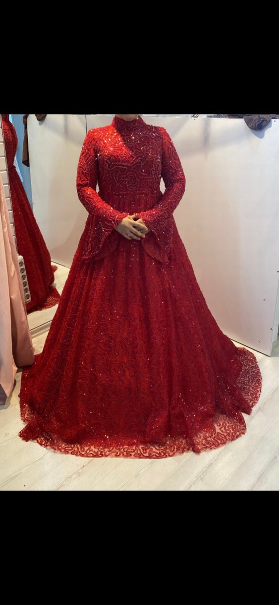 Uzun Kollu Kırmızı Nakışlı kınalık - Görsel 3