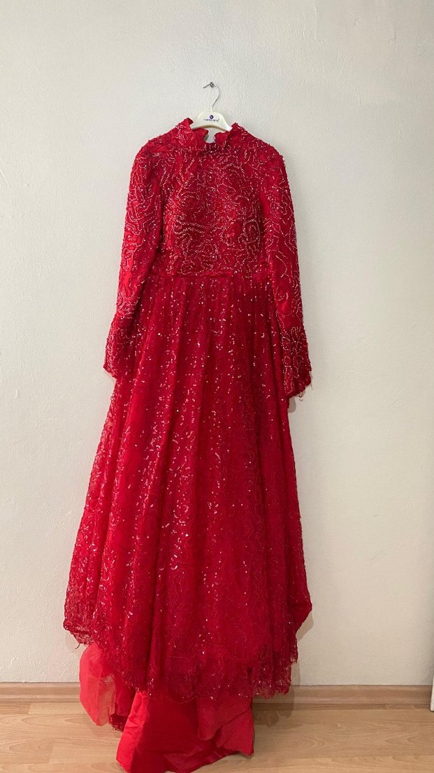 Uzun Kollu Kırmızı Nakışlı kınalık - Görsel 2