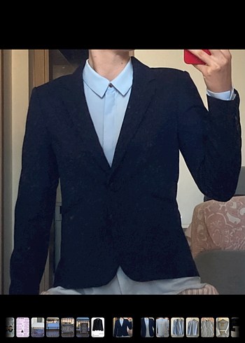 H&M Lacivert Blazer Ceket - Görsel 3