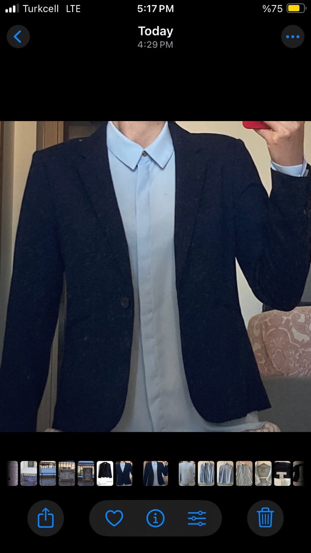 H&M Lacivert Blazer Ceket - Görsel 2