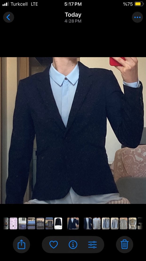 H&M Lacivert Blazer Ceket - Görsel 3