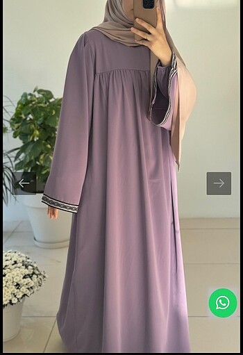 ANDE TESETTÜR ŞERİT KOL ABAYA ELBİSE LAVANTA RENGİ
