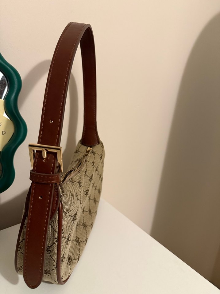 Mango monogram Kahverengi Deri Kadın Çanta - Görsel 3