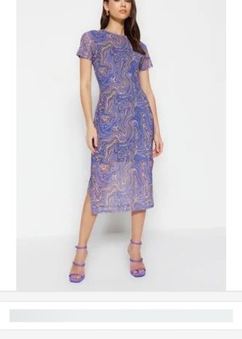 Trendyol & Milla Kadın Mor Midi Tie-Dye Kalem Elbise
